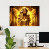 Betoverde gouden fee elegante sprankelende vleugel poster (Thuiskantoor)
