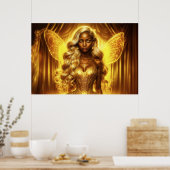 Betoverde gouden fee elegante sprankelende vleugel poster (Keuken)