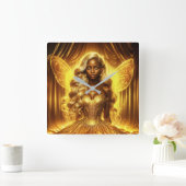 Betoverde gouden fee elegante sprankelende vleugel vierkante klok (Huis)