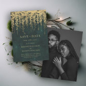 Betoverde Gouden Groene Emerald Chic Foto Bruiloft Save The Date