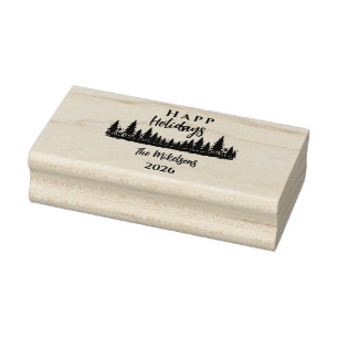 Betoverde Gouden Kerstboom Boslandschap Rubberstempel