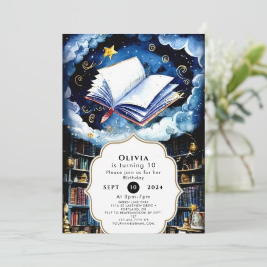 Betoverde grillige Waterverf verhalenboek Verjaard Kaart (Staand voorkant)