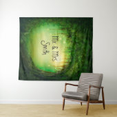 Betoverde groene bos boom rustieke bos achtergrond wandkleed (In Situ (horizontaal))