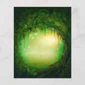 Betoverde groene bos bruiloft foto save the date (Achterkant)