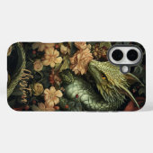 Betoverde Groene Draak met Elegante Bloemenreeks Case-Mate iPhone Case (Achterkant (horizontaal))