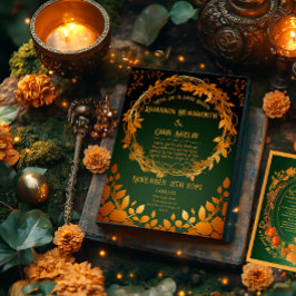 Betoverde Groene en Oranje Druïd-Hill Herfst Kaart