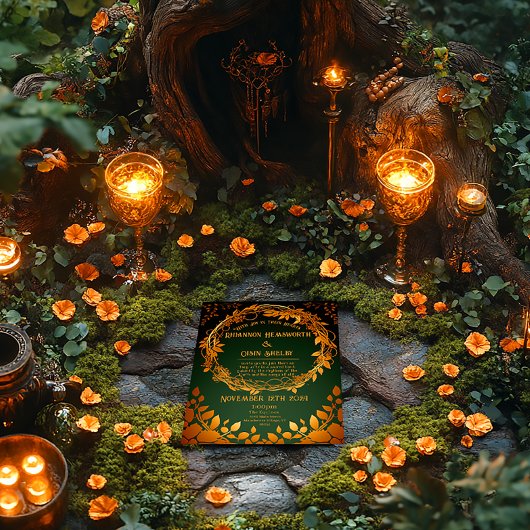 Betoverde Groene en Oranje Druïd-Hill Herfst Kaart