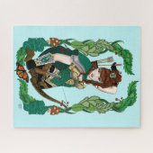 Betoverde Groene Fantasie Bosboogschutter Elf Legpuzzel (Horizontaal)
