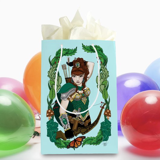 Betoverde Groene Fantasie Bosland Boogschutter Elf Medium Cadeauzakje