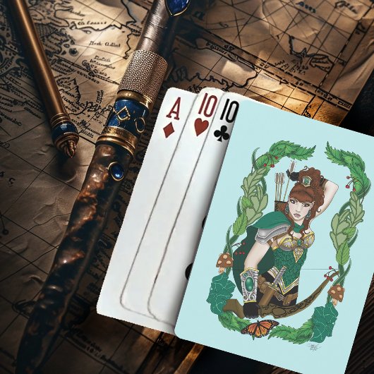 Betoverde Groene Fantasie Bosland Boogschutter Elf Pokerkaarten