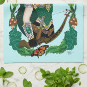 Betoverde Groene Fantasie Bosland Boogschutter Elf Theedoek (Gevouwen)