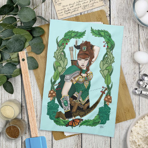 Betoverde Groene Fantasie Bosland Boogschutter Elf Theedoek