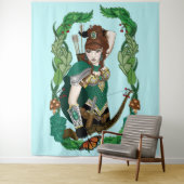 Betoverde Groene Fantasie Bosland Boogschutter Elf Wandkleed (In situ)