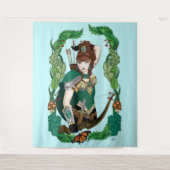 Betoverde Groene Fantasie Bosland Boogschutter Elf Wandkleed (Voorkant)