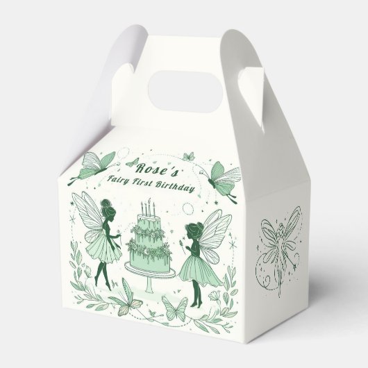 Betoverde groene fee eerste verjaardag - bedankdoosjes (Voorkant Zijde)