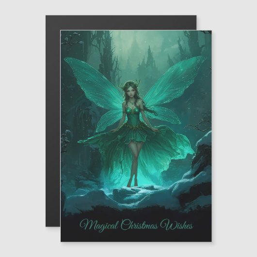 Betoverde groene fee kerst magnetische Kaart (Voorkant / Achterkant)