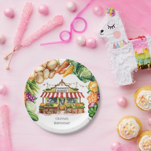 Betoverde groenten Boeren Markt Verjaardag Papieren Bordje (Feest)