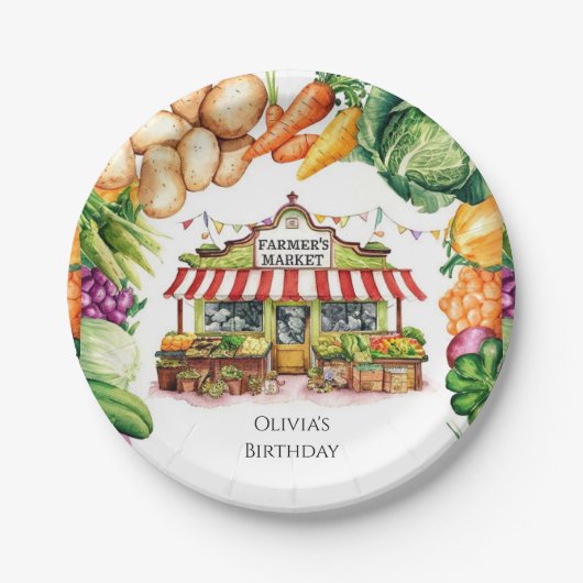 Betoverde groenten Boeren Markt Verjaardag Papieren Bordje (Voorkant)