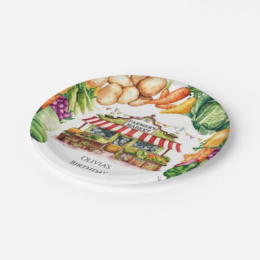 Betoverde groenten Boeren Markt Verjaardag Papieren Bordje (Gekanteld)
