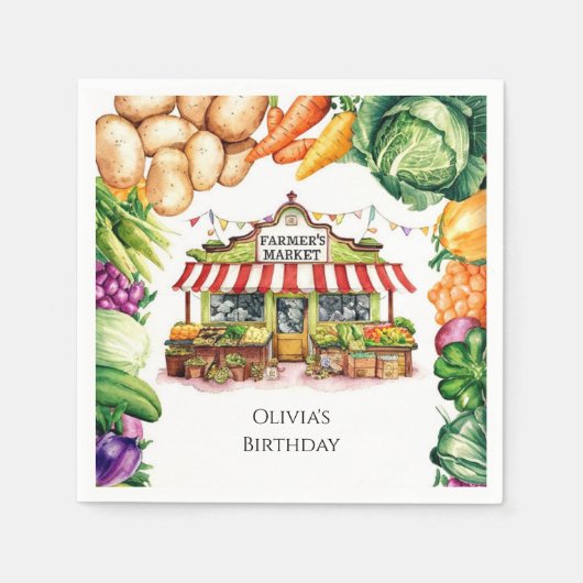 Betoverde groenten Boeren Markt Verjaardag Servet (Voorkant)