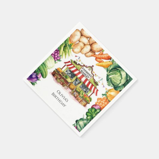 Betoverde groenten Boeren Markt Verjaardag Servet (Hoek)