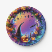 Betoverde Halloween-avond - Feestelijke papieren B Papieren Bordje (Voorkant)