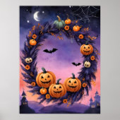 Betoverde Halloween Krans Poster (Voorkant)