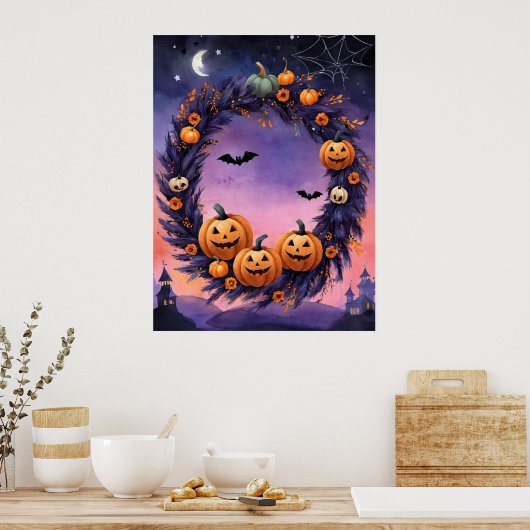 Betoverde Halloween Krans Poster (Keuken)