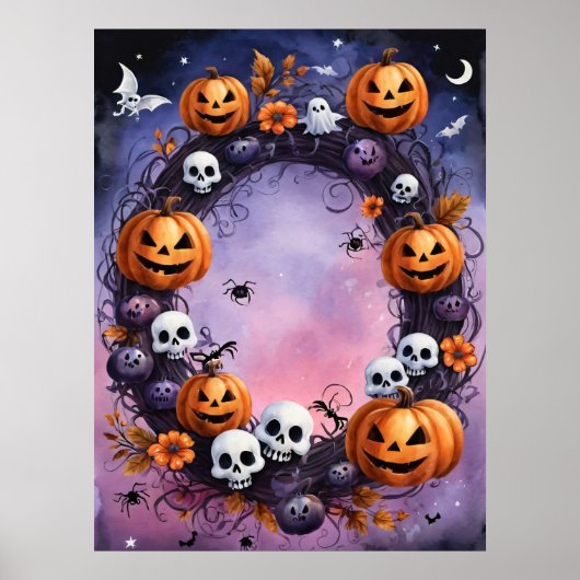 Betoverde Halloween Krans Poster (Voorkant)