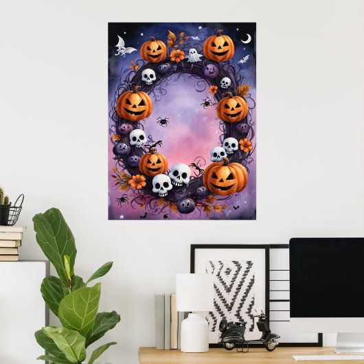Betoverde Halloween Krans Poster (Thuiskantoor)