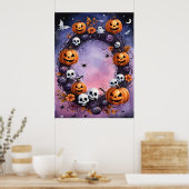Betoverde Halloween Krans Poster (Keuken)