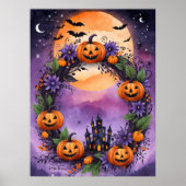 Betoverde Halloween maanlicht krans Poster (Voorkant)