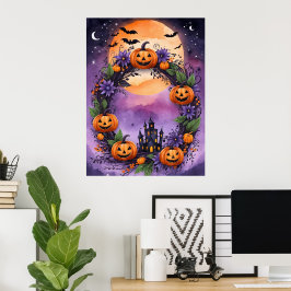 Betoverde Halloween maanlicht krans Poster