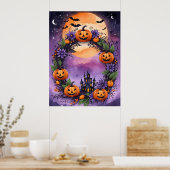 Betoverde Halloween maanlicht krans Poster (Keuken)