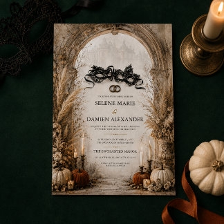 Betoverde Halloween Maskerade Trouwdag Kaart