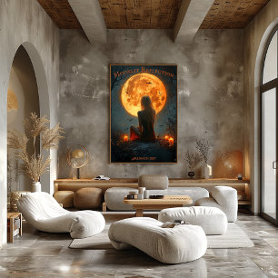 Betoverde Halloween met volle maan, kaarsen en vle Poster