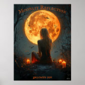 Betoverde Halloween met volle maan, kaarsen en vle Poster (Voorkant)