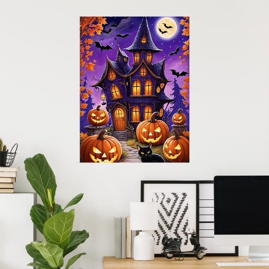 Betoverde Halloween nacht Poster (Thuiskantoor)