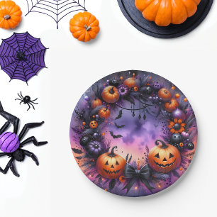 Betoverde Halloween Night Paper Borden Papieren Bordje