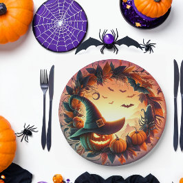 Betoverde Halloween Night Paper Borden Papieren Bordje