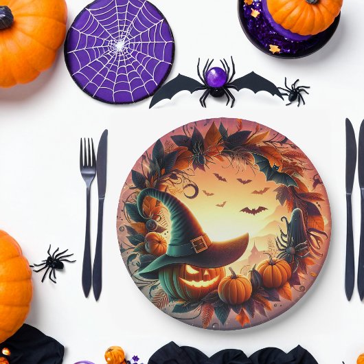 Betoverde Halloween Night Paper Borden Papieren Bordje