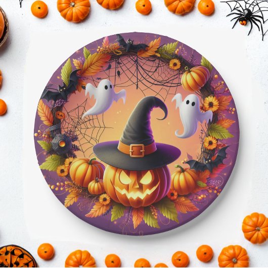 Betoverde Halloween Night Paper Borden Papieren Bordje