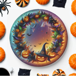 Betoverde Halloween Night Paper Borden Papieren Bordje