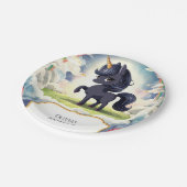 Betoverde Happy Black Eenhoorn Verjaardag Papieren Bordje (Gekanteld)