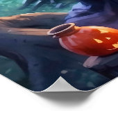 Betoverde Heksenhuisje Magisch Bos Kunstwerk Poster (Hoek)