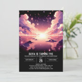 Betoverde hemelse digitale verjaardag kaart (Staand voorkant)