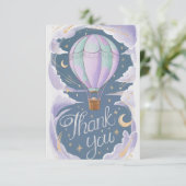 Betoverde hemelse heteluchtballon bedankkaart (Staand voorkant)