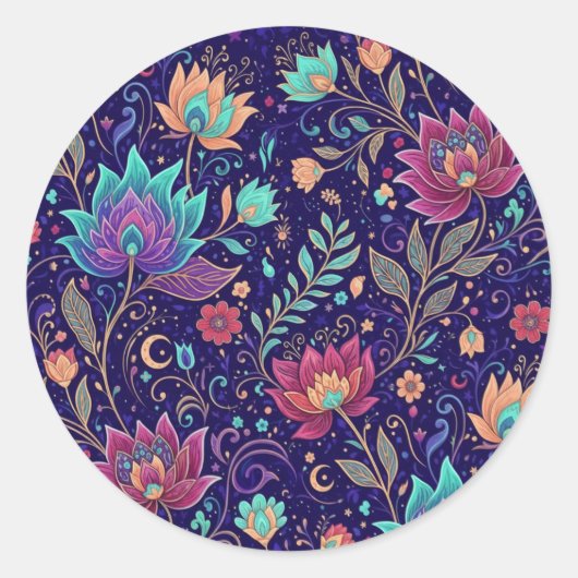 Betoverde Hemelse Tuinpatroon Ronde Sticker (Voorkant)