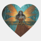Betoverde Herfst Elf Dankzegging Fantasie Kunst Hart Sticker (Voorkant)
