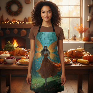 Betoverde Herfst Elf Dankzegging Fantasie Kunst Schort